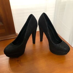 Black glitter 5” heels size 7